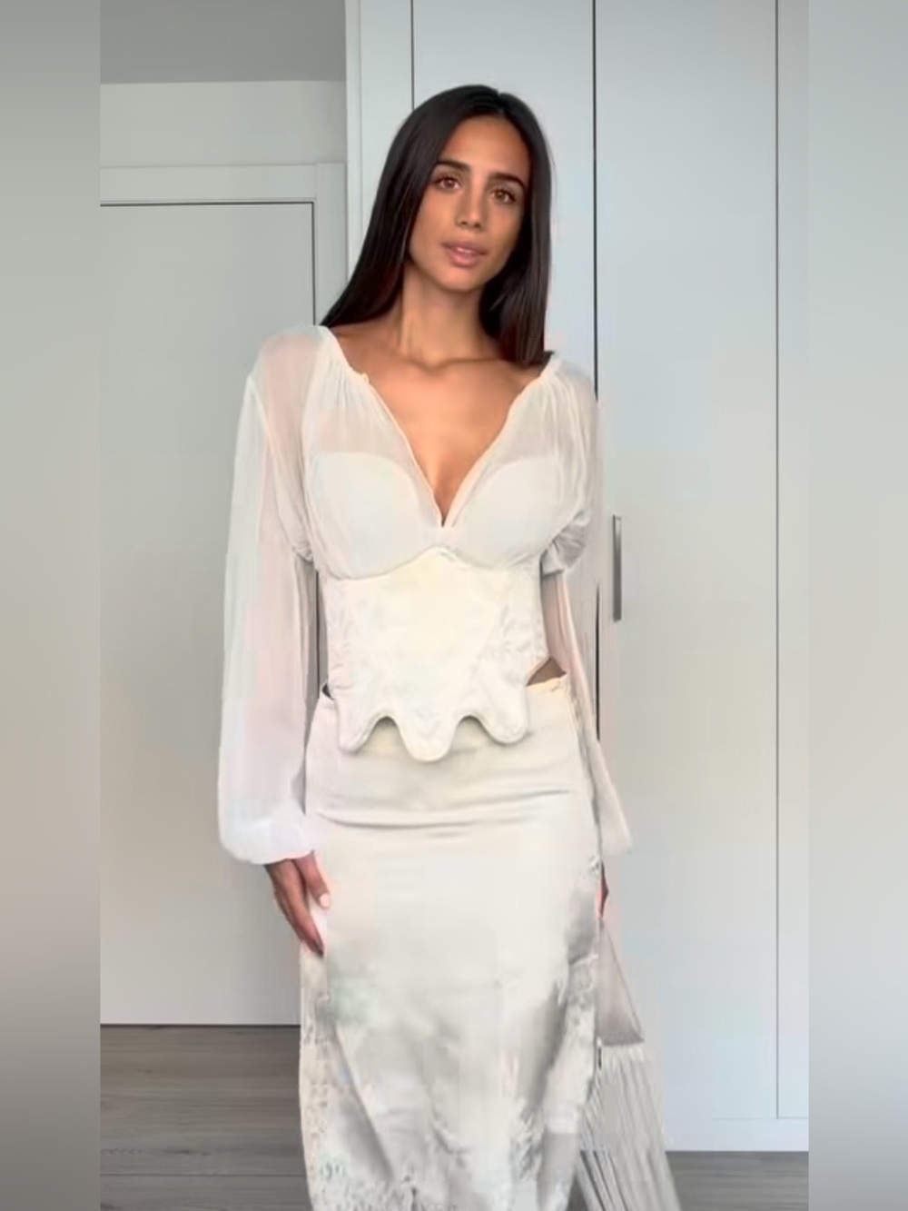 ZARA COMBINATION JACQUARD CORSET BLOUSE